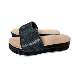 Womens Forever 21 Embellished Shimmer Sparkle Bling Slides Sandals - Sz 9